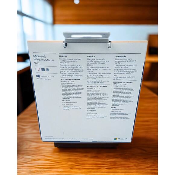 Microsoft Wireless 900 Mouse Black USB Full Size Ambidextrous PW4-00001 Sealed - Picture 2 of 8